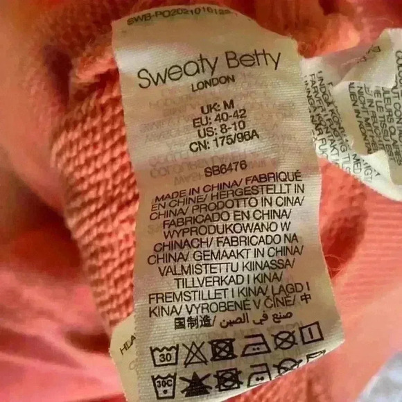 Sweaty Betty Zip Hoodie 100% Cotton Loungewear Activewear Pink Medium - Picture 8 of 8